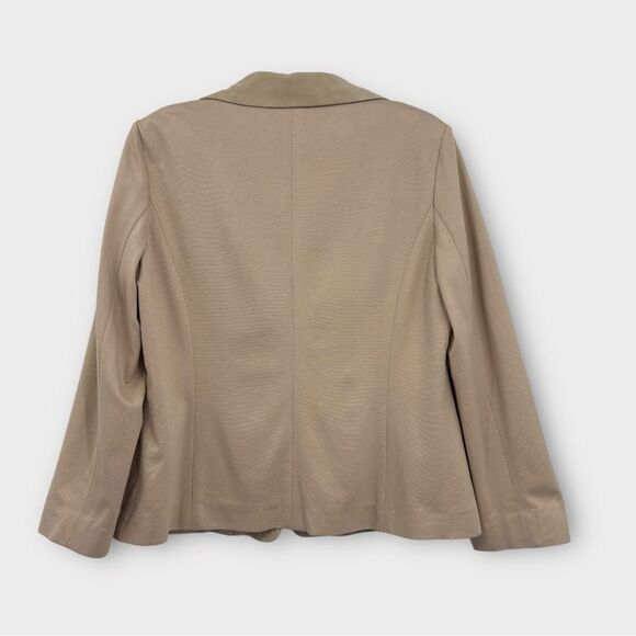 Doncaster Blazer Mixed Fabric Suede Leather and Knit in Beige Women’s Size 14 - Picture 5 of 10